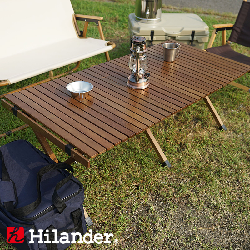 Hilander ウッドロールトップテーブル　120cm ブラウン